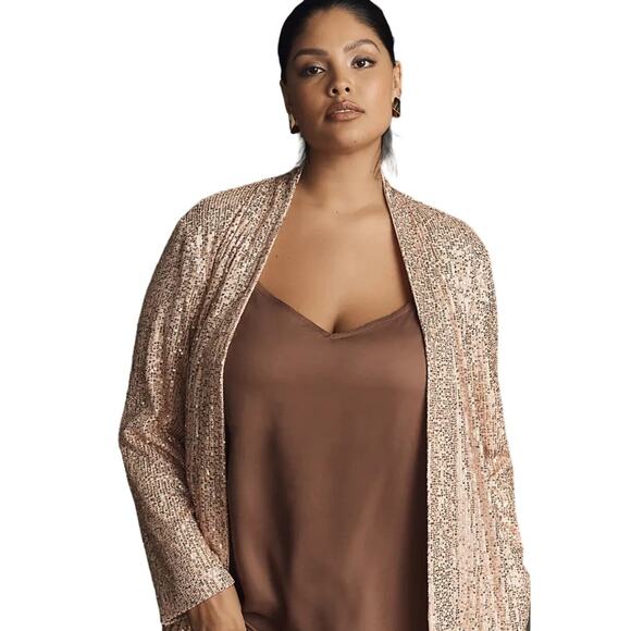 NWT Anthropologie Mare Mare Sequin Duster Cardigan in Rose Color - Picture 4 of 11